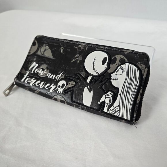 Disney Nightmare Before Christmas Wallet Black White Now and Forever Zip Around - Picture 12 of 13